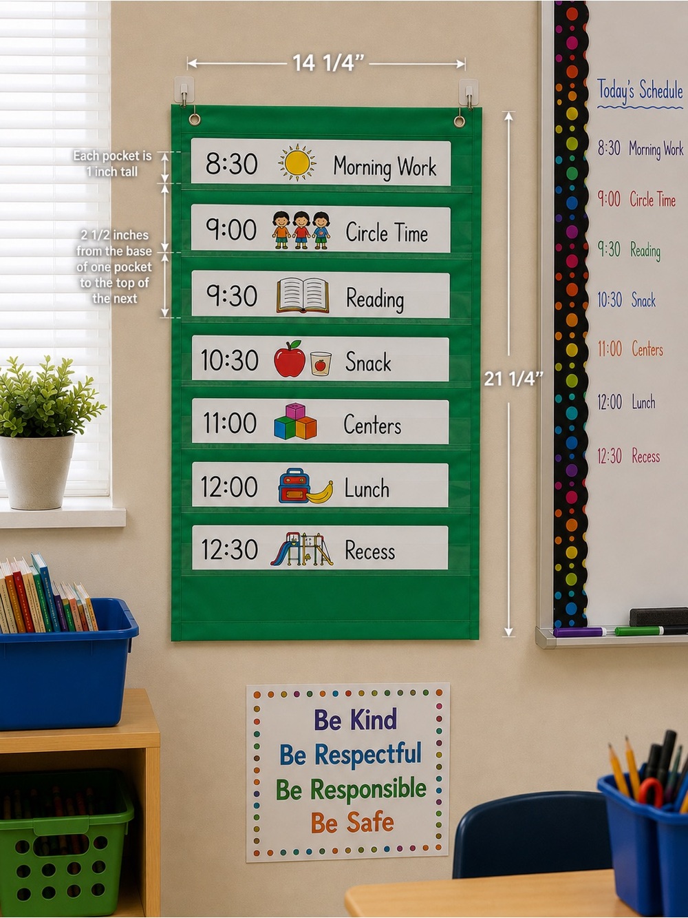 Teaching Tree Pocket Chart Scheduler Classroom Organizer Hanging Green Chart